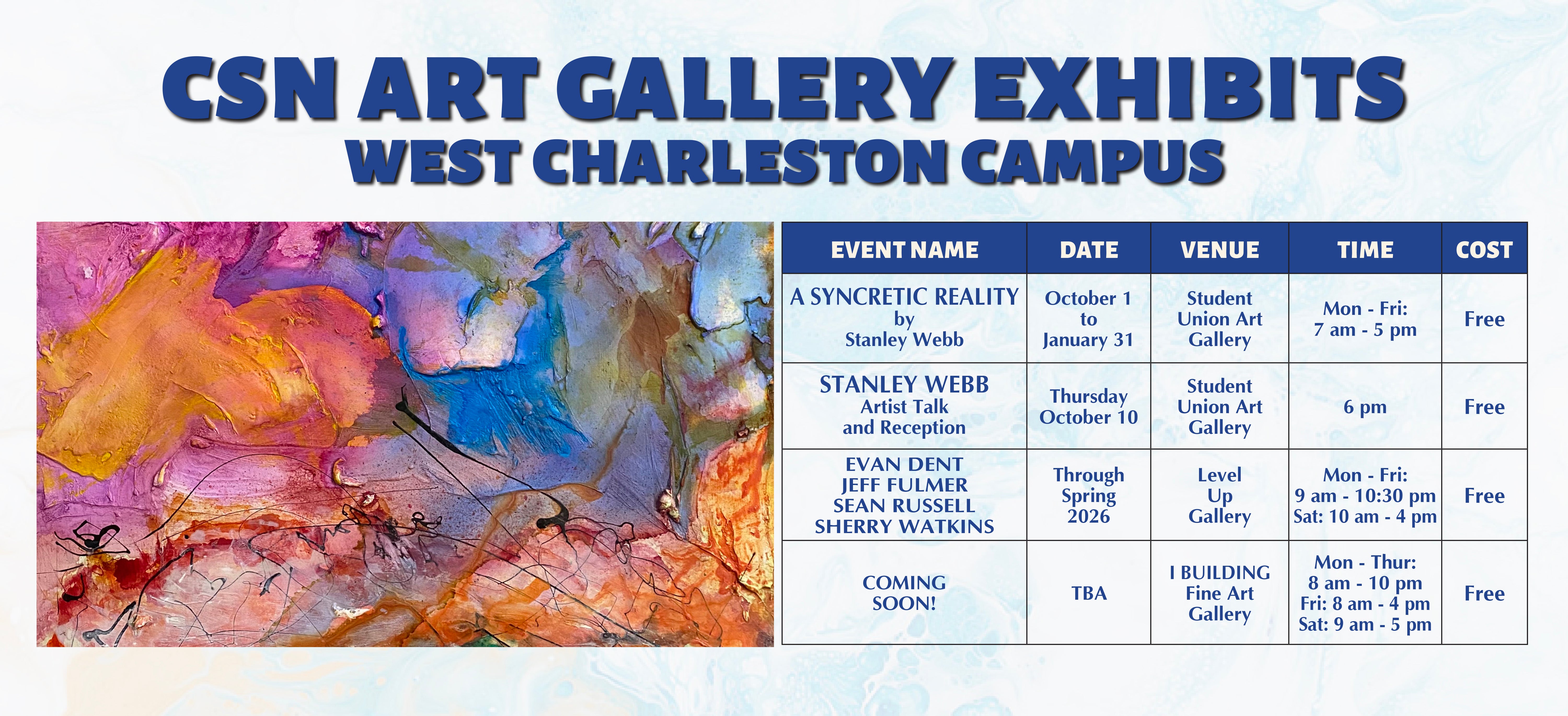 west charleston art exhibits calendar