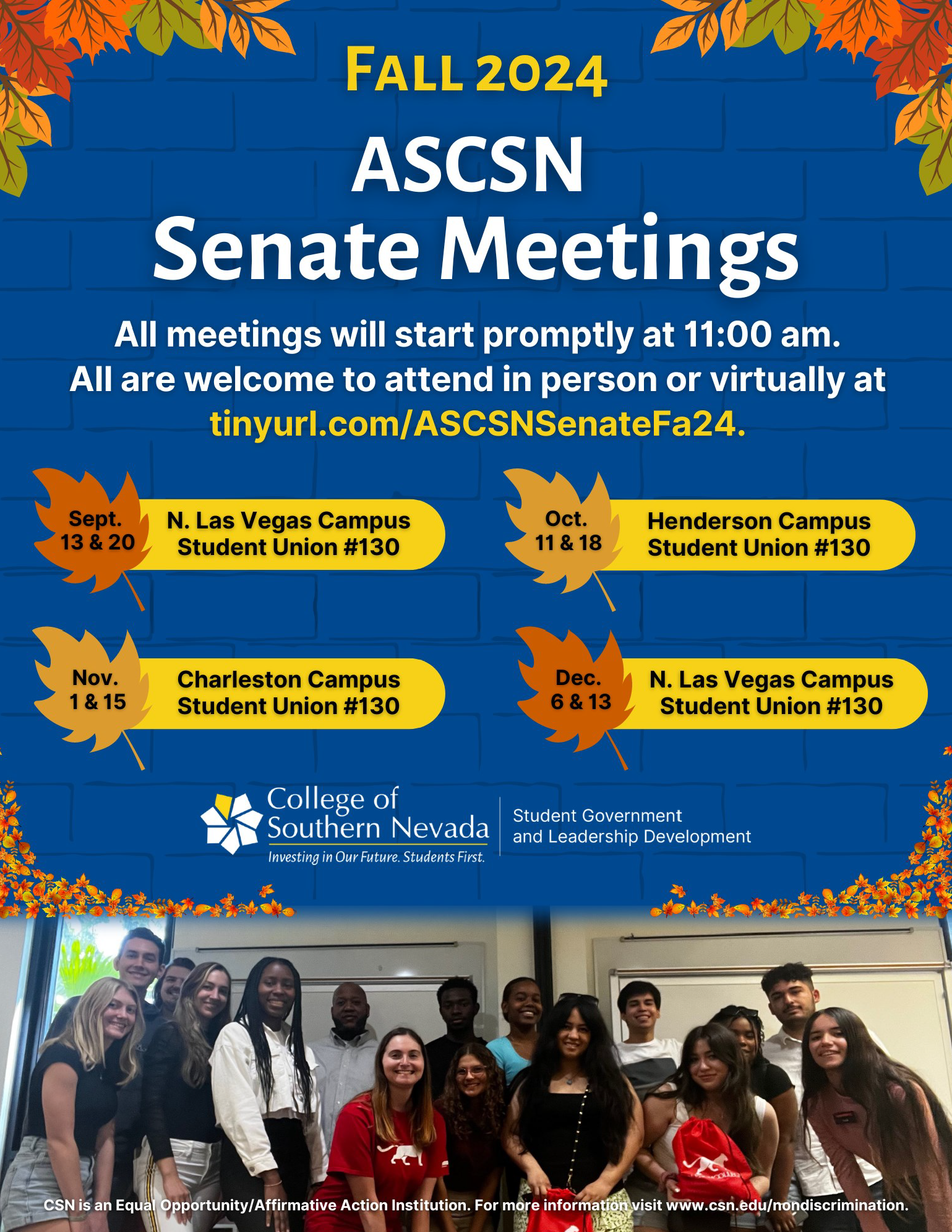 Fall 2024 Senate Meetings Flyer